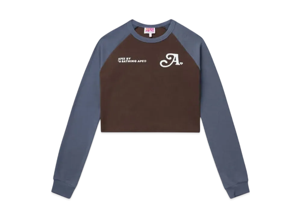 A BATHING APE Printed Long Sleeve Raglan Top "Brown"