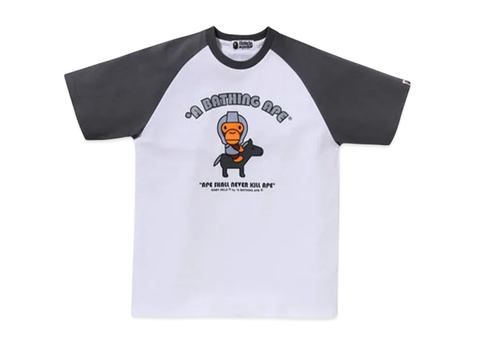 A BATHING APE Baby Milo Raglan Sleeve Tee "White/Black"