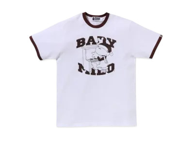 A BATHING APE Baby Milo Ringer Tee #1 "White/Brown"
