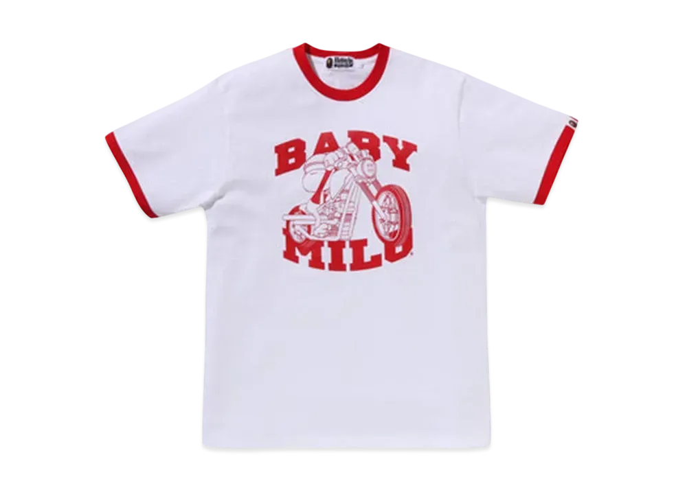 A BATHING APE Baby Milo Ringer Tee #1 "White/Red"