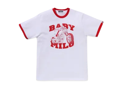 A BATHING APE Baby Milo Ringer Tee #1 "White/Red"