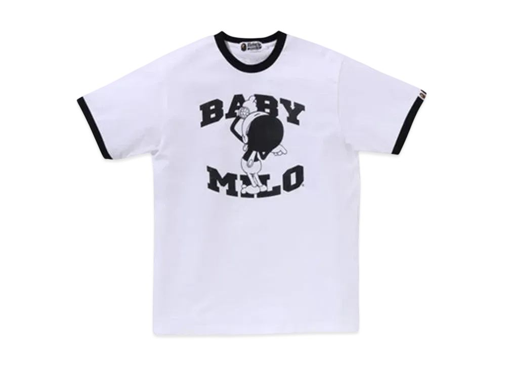 A BATHING APE Baby Milo Ringer Tee #1 "White/Black"