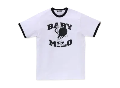 A BATHING APE Baby Milo Ringer Tee #1 "White/Black"