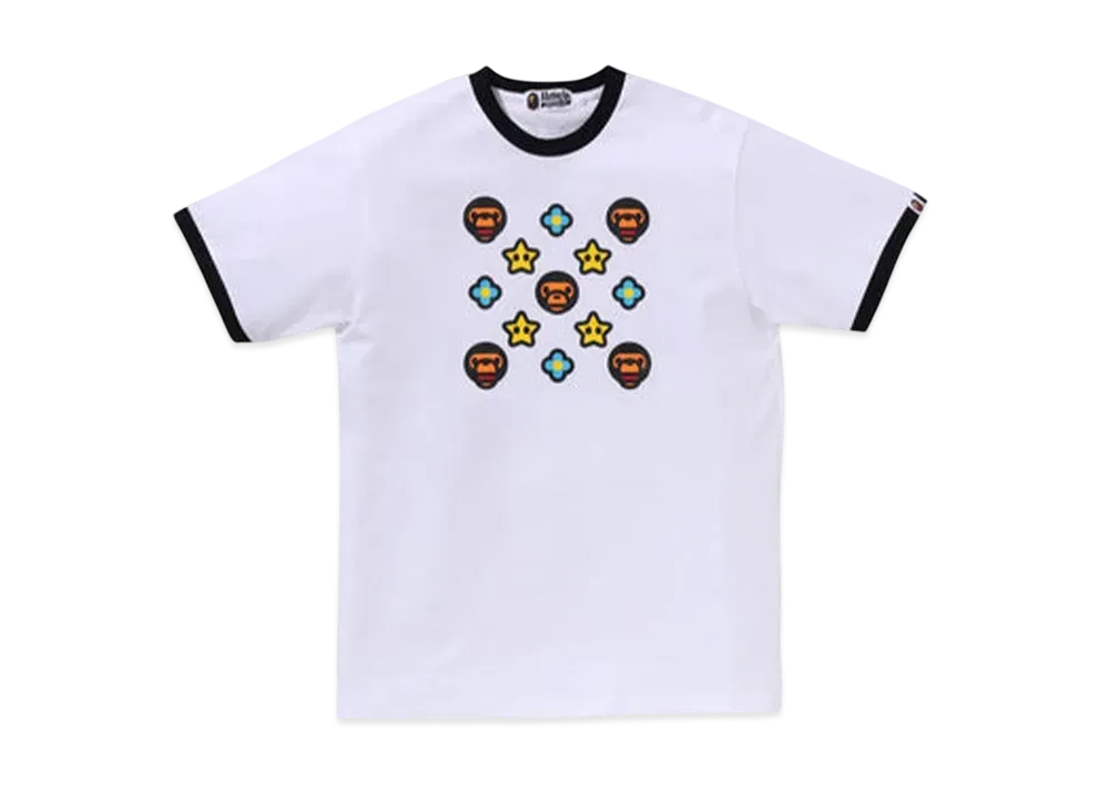 A BATHING APE Baby Milo Ringer Tee #2 "White/Black"
