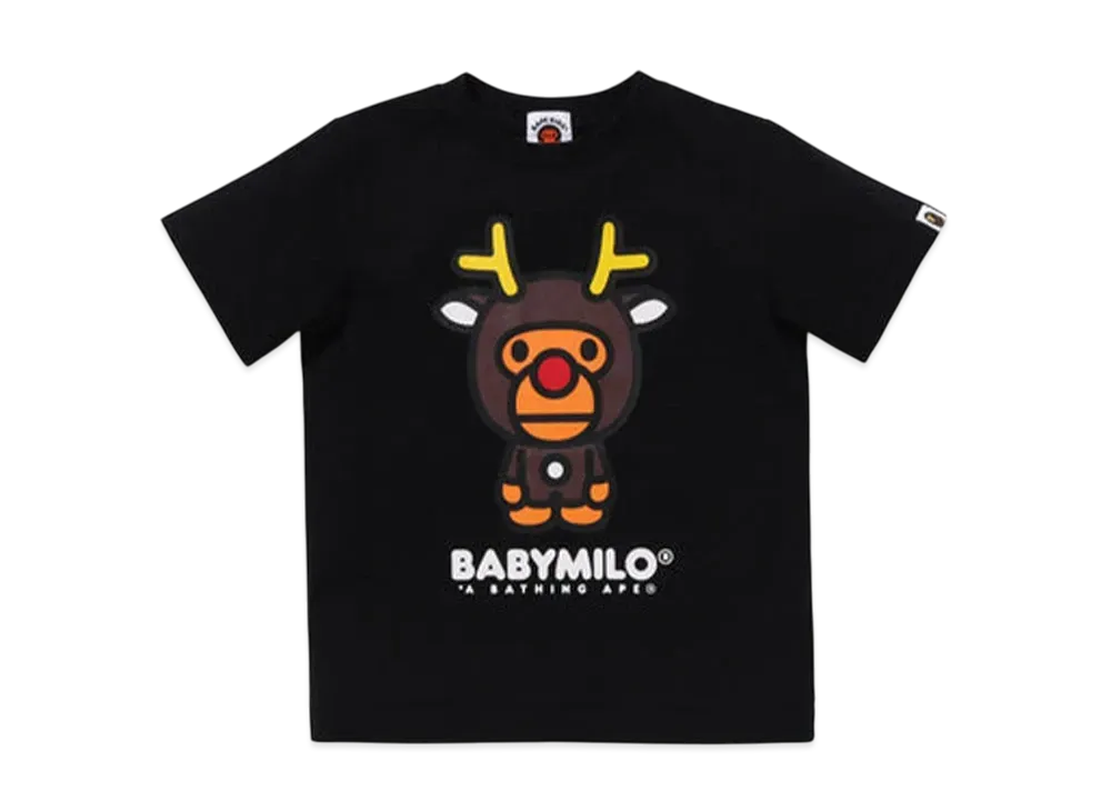 A BATHING APE Baby Milo Reindeer Tee "Black"