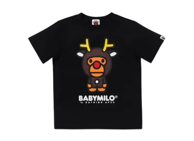A BATHING APE Baby Milo Reindeer Tee "Black"