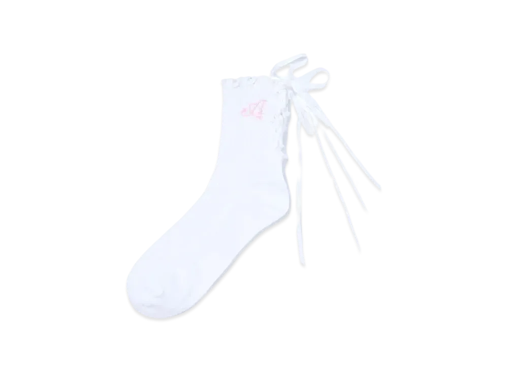 A BATHING APE Logo Lace Up Socks "White"