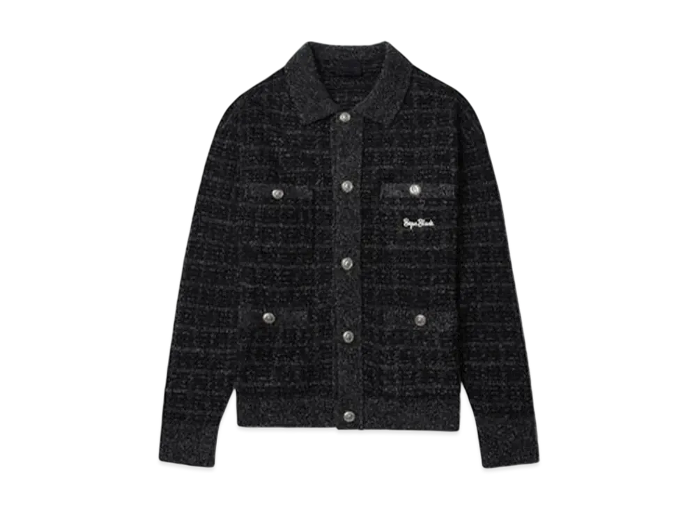 A BATHING APE Bape Black Tweed Cardigan "Black"