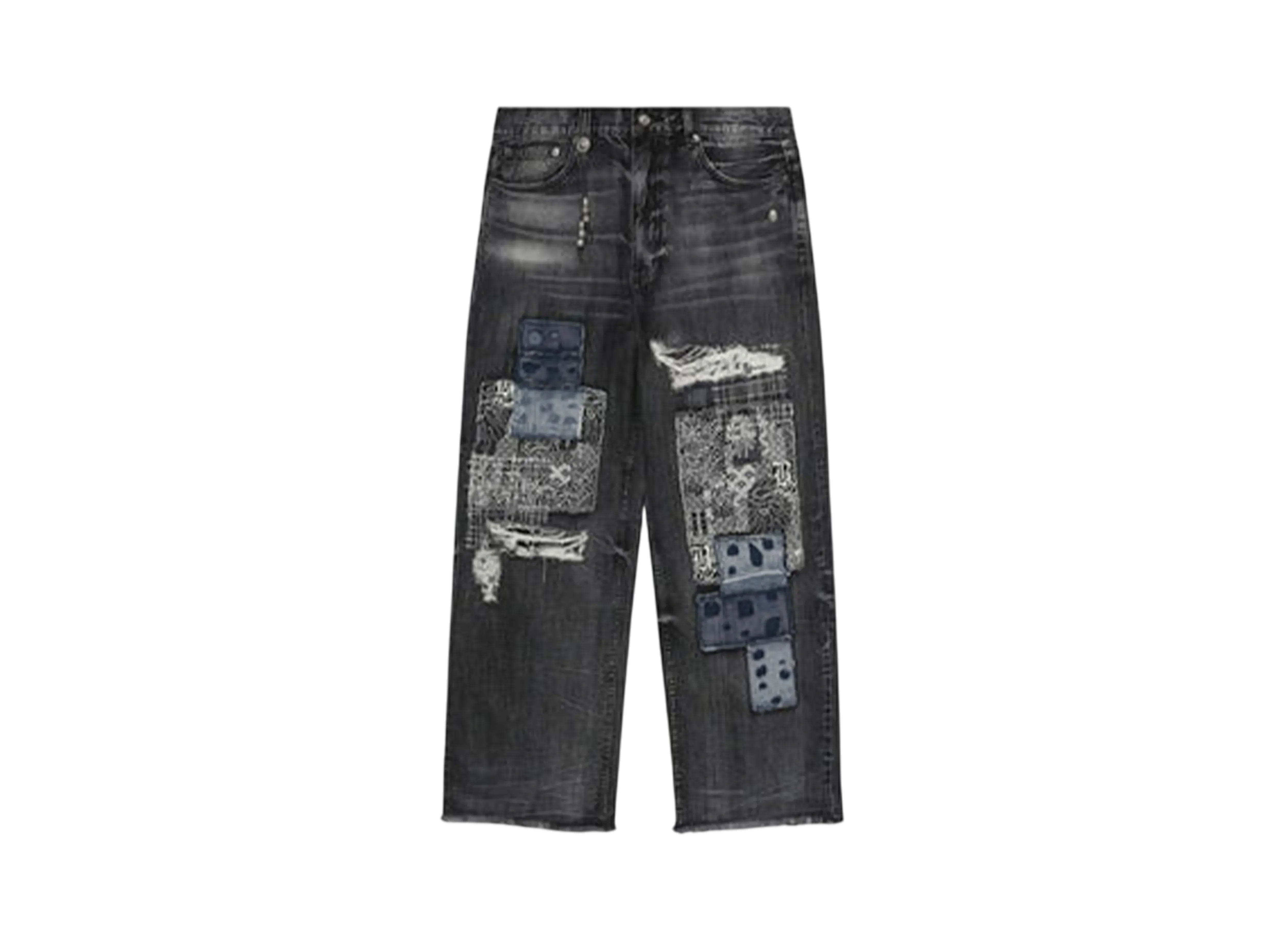 A BATHING APE Bape Black Patchwork Jeans "Black"