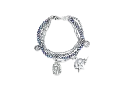 A BATHING APE Bape Black Bracelet #4 "Silver"