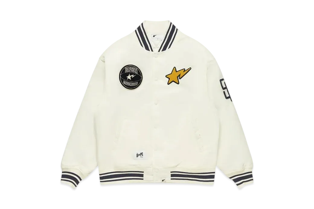 A BATHING APE x Stadium Goods Varsity Jacket "Ivory"