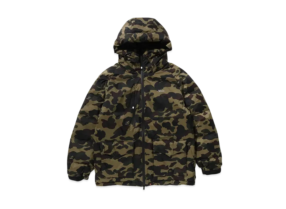 A BATHING APE x NANGA 1st Camo Aurora Tex Down Jacket "Green"