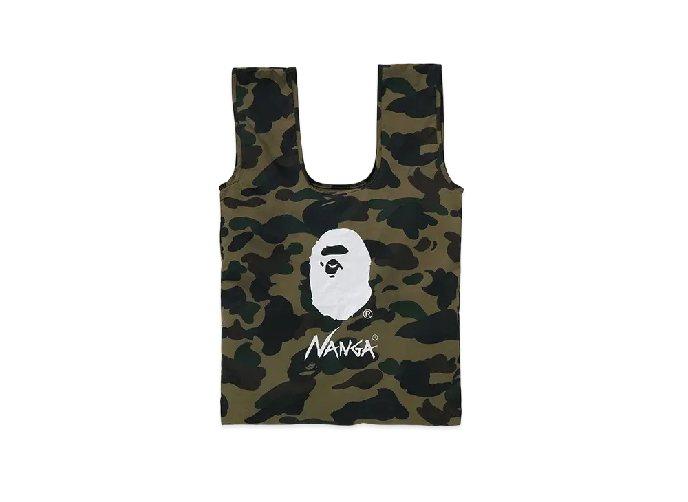 A BATHING APE x NANGA 1st Camo Pocketable Eco Bag "Green"