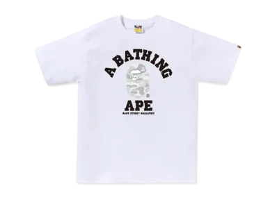 A BATHING APE Bape Store Harajuku Camo College Tee "White"