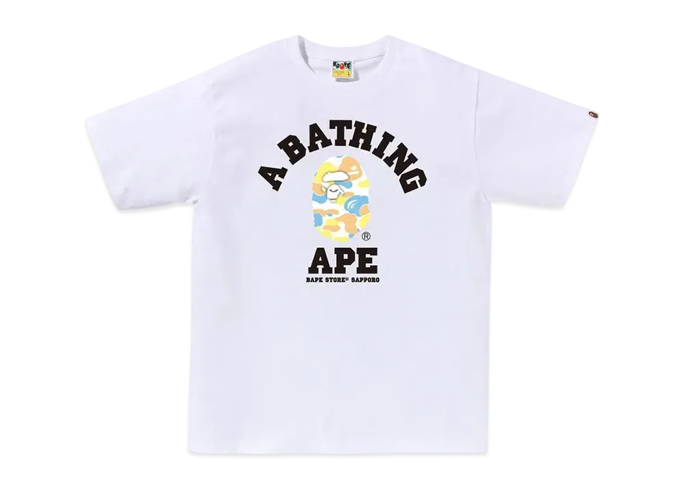 A BATHING APE Bape Store Sapporo Camo College Tee "White"