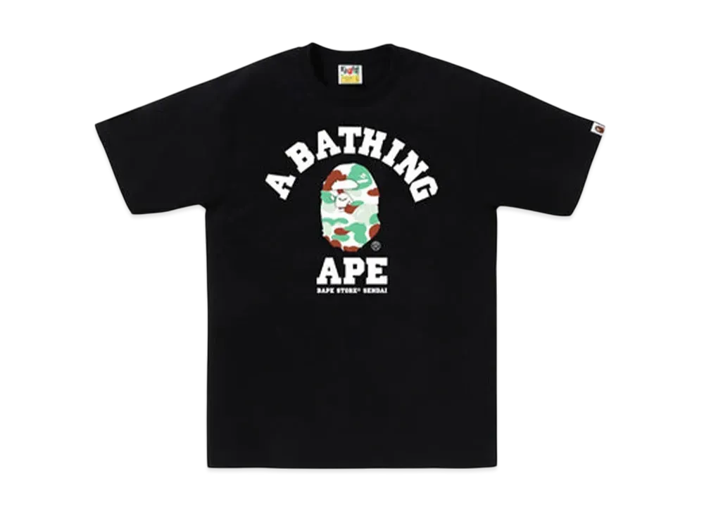 A BATHING APE Bape Store Sendai Camo College Tee "Black"