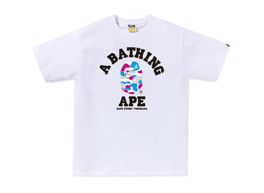 A BATHING APE Bape Store Yokohama Camo College Tee "White"