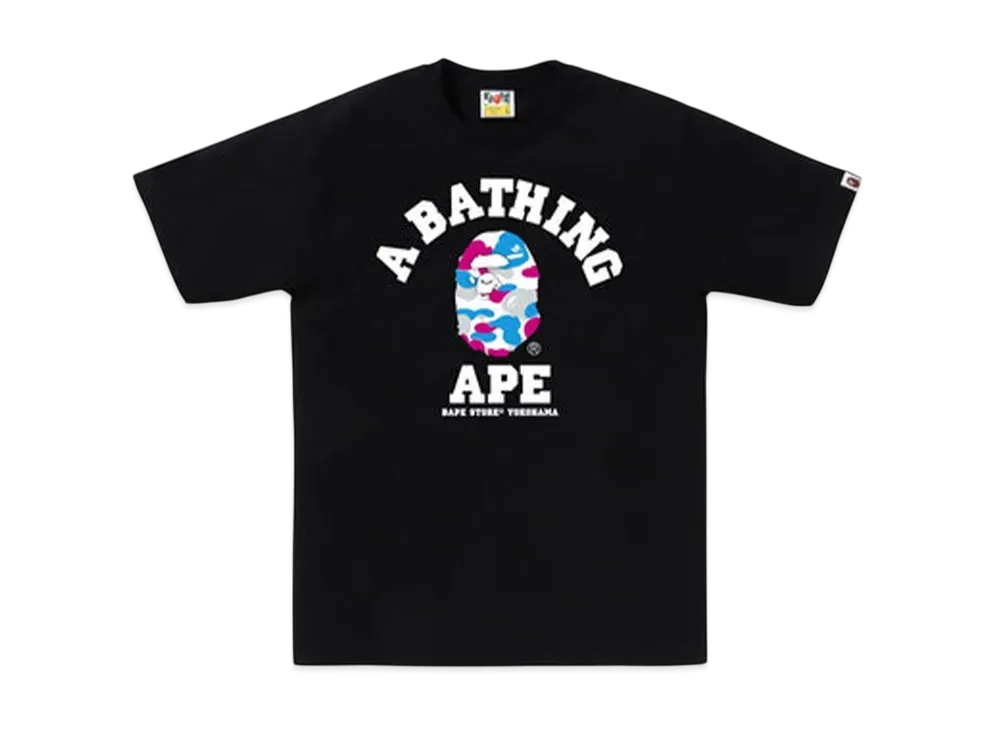 A BATHING APE Bape Store Yokohama Camo College Tee "Black"