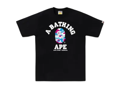 A BATHING APE Bape Store Yokohama Camo College Tee "Black"
