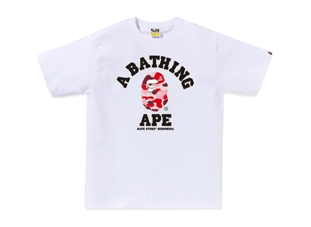 A BATHING APE Bape Store Hiroshima Camo College Tee "White"