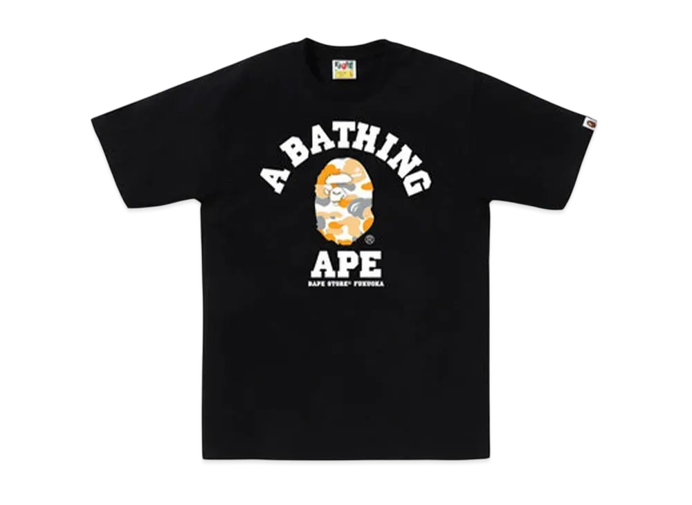 A BATHING APE Bape Store Fukuoka Camo College Tee "Black"