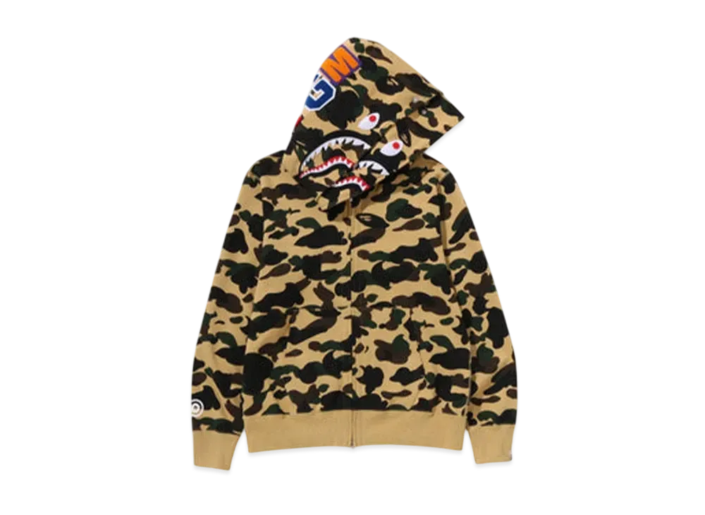 A BATHING APE 1St Camo Shark Full Zip Double Hoodie "Yellow"