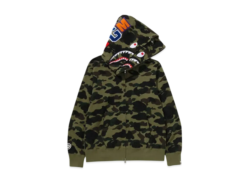 A BATHING APE 1St Camo Shark Full Zip Double Hoodie "Green"