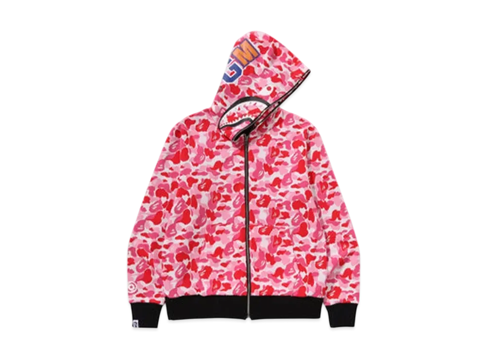A BATHING APE Abc Camo Reversible Shark Full Zip Hoodie "Pink"