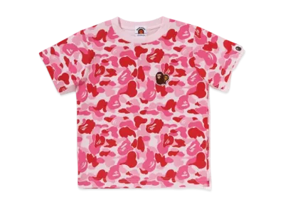 A BATHING APE Abc Camo Ape & Milo One Point Tee "Pink"