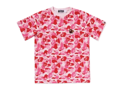 A BATHING APE Abc Camo Ape & Milo One Point Tee "Pink"