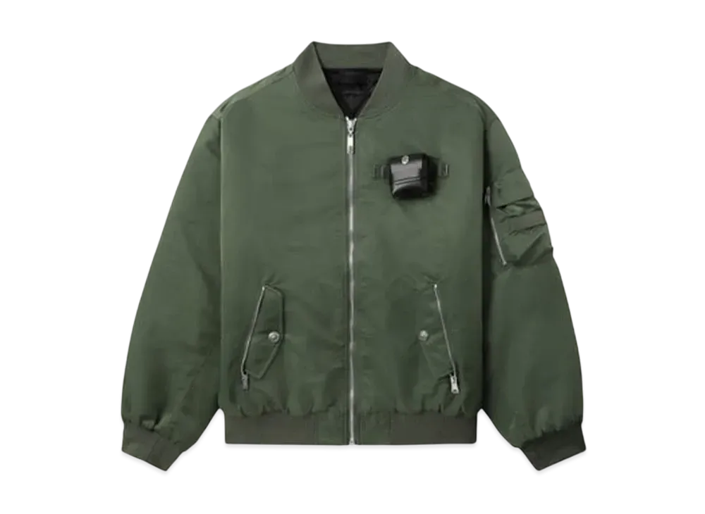 A BATHING APE Bape Black Bomber Jacket "Green"