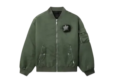 A BATHING APE Bape Black Bomber Jacket "Green"