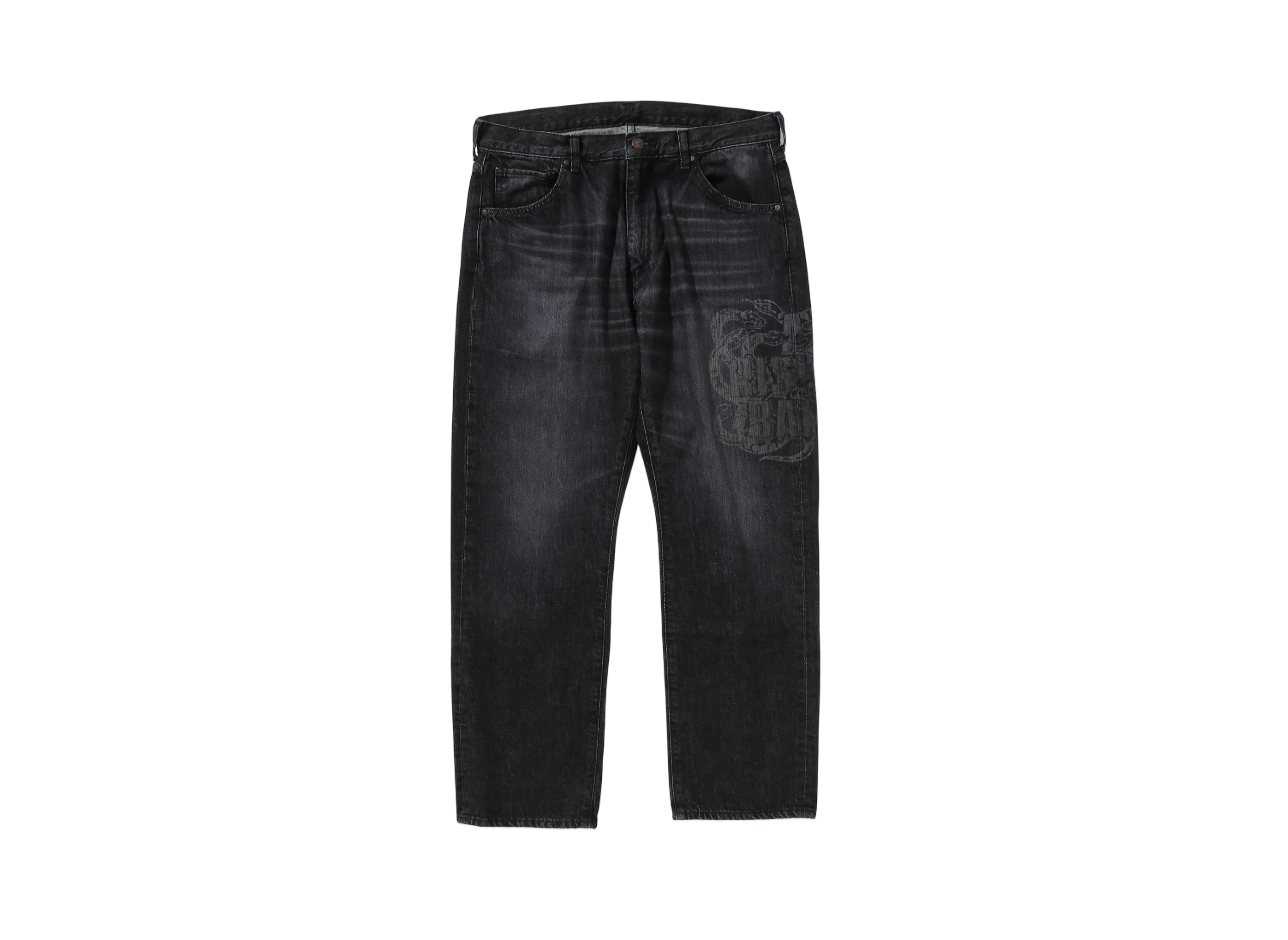 A BATHING APE Year Of Snake Relaxed Fit Denim Pants "Black"