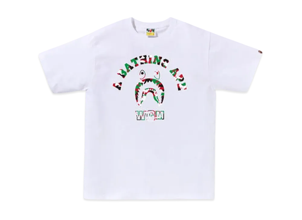 A BATHING APE Bape Store Dubai Shark College Tee "White"