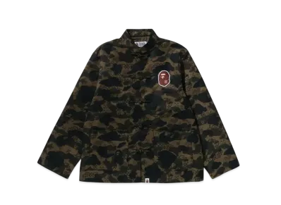 A BATHING APE x CLOT Camo Ape Head China Jacket "Green"