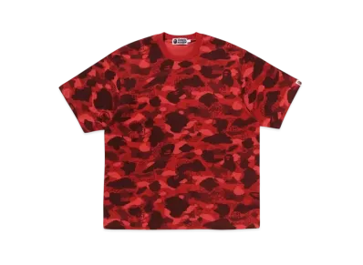 A BATHING APE x CLOT Camo Overprint Logo Relaxed Fit Tee "Red"