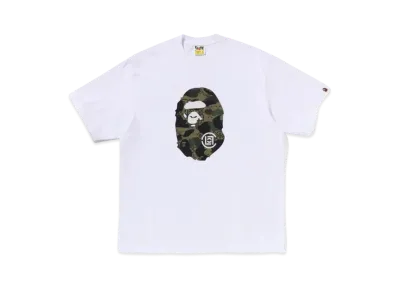 A BATHING APE x CLOT Camo Big Ape Head Relaxed Fit Tee "White"