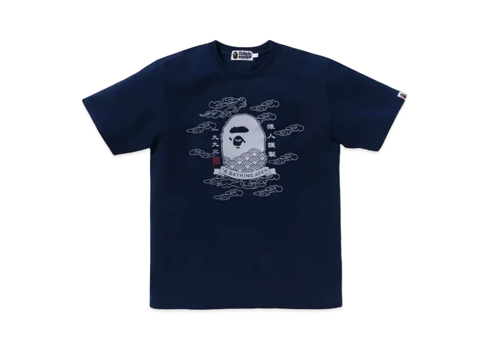 A BATHING APE 31st Anniv. Japan Ape Head Tee "Indigo"
