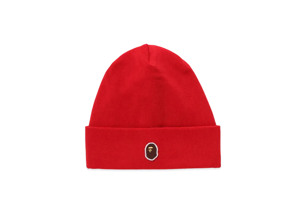 A BATHING APE Silicon Ape Head Knit Cap "Red"