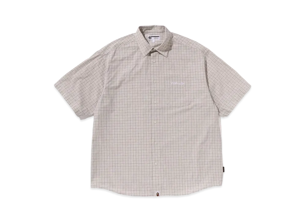 A BATHING APE Bape Legacy Ape Head One Point Check S/S Shirt "Ivory"