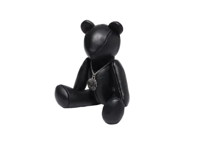 A BATHING APE Solid Camo Leather Bear Plush Doll 25CM "Black"