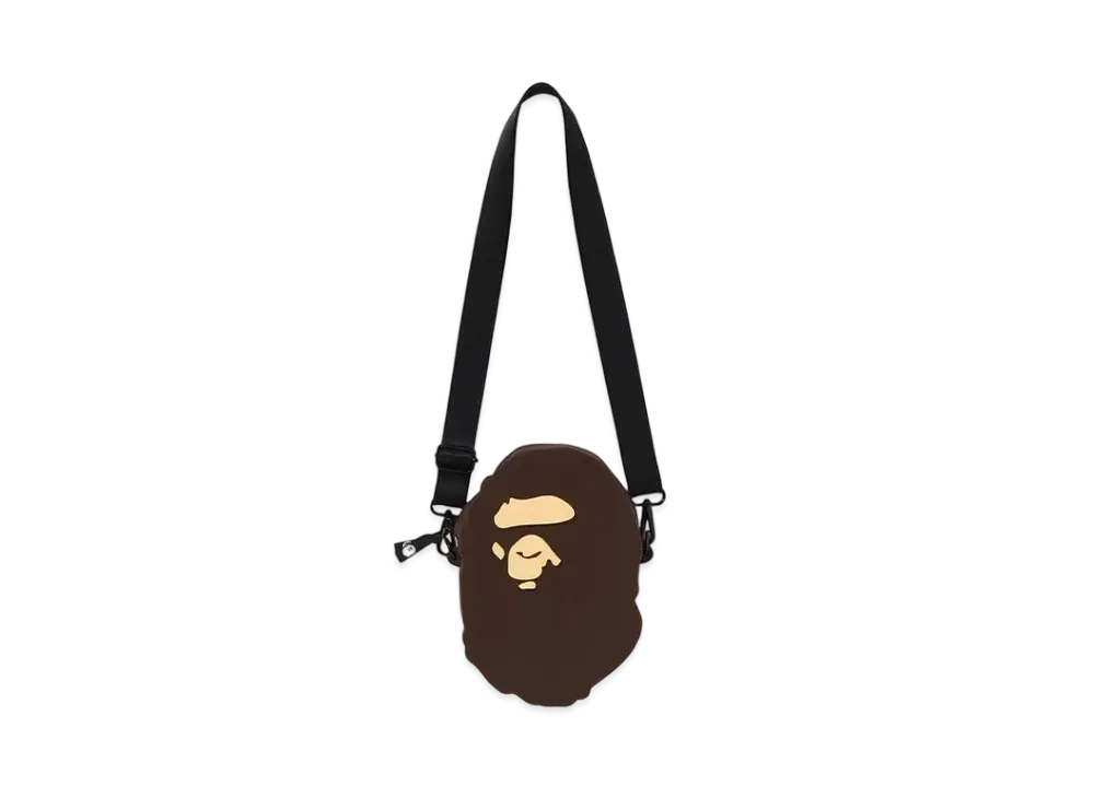 A BATHING APE Ape Head Silicon Shoulder Bag "Brown"