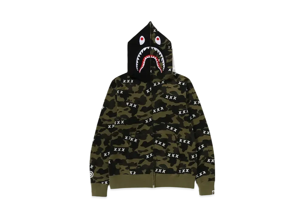 A BATHING APE x GOD SELECTION XXX Shark Full Zip Hoodie "Green"