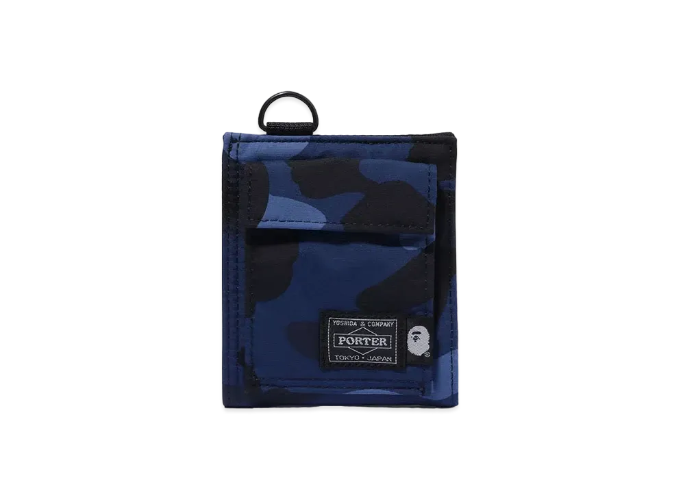 A BATHING APE x PORTER Color Camo Wallet "Navy"