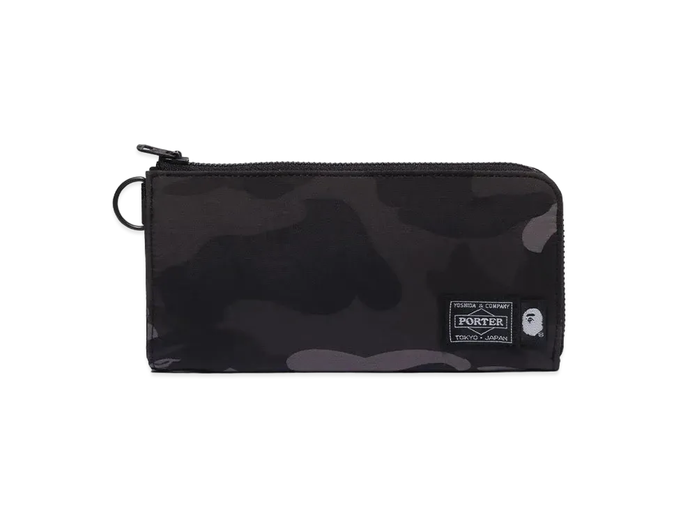 A BATHING APE x PORTER Color Camo Long Wallet "Black"