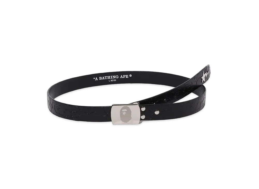A BATHING APE ABC Camo Narrow Leather Belt "Black"