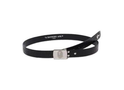 A BATHING APE ABC Camo Narrow Leather Belt "Black"