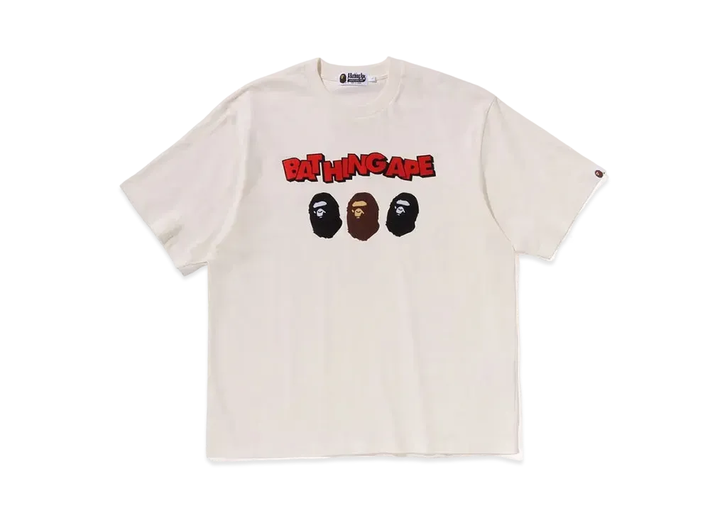 A BATHING APE Triple Ape Head Relaxed Fit Tee "White"