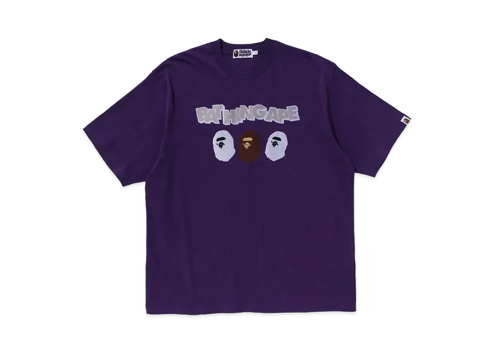 A BATHING APE Triple Ape Head Relaxed Fit Tee "Purple"