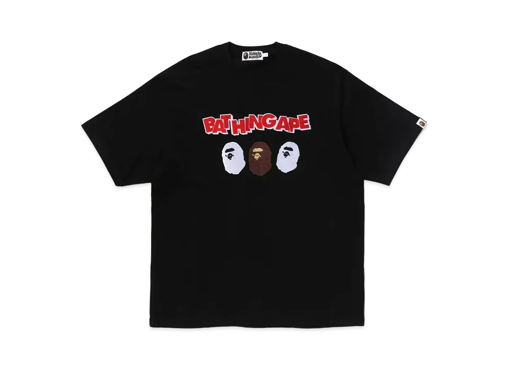 A BATHING APE Triple Ape Head Relaxed Fit Tee "Black"